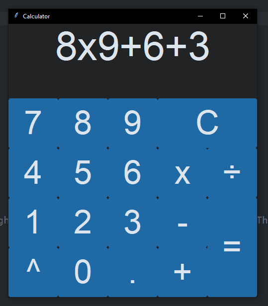 Calculator GUI screenshot 2